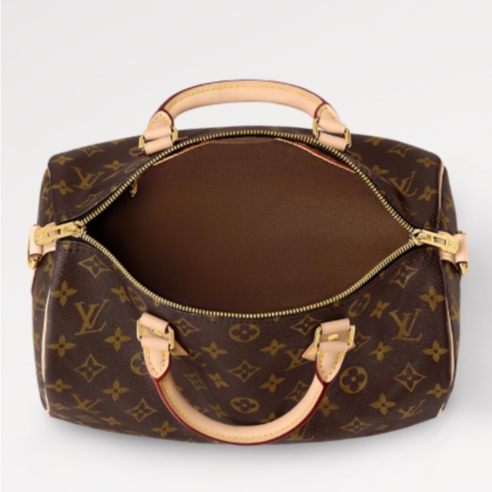 Fashion Bag Monogram Speedy-Style Brown Canvas Top-Handle Bag - Picture 15 of 16